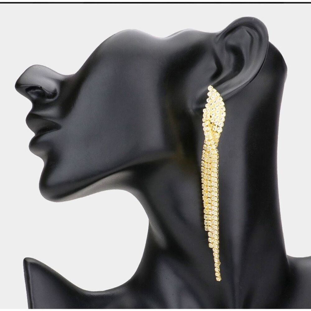 NWT Christina Collection long CZ twisted fringe. Waterfall earrings.